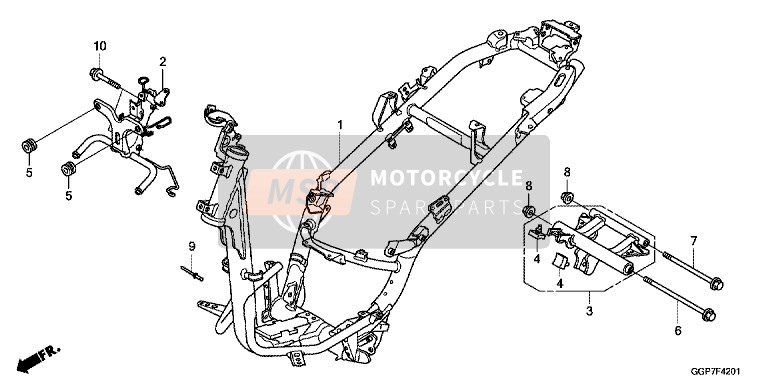 Honda NSC50T2 2014 Rahmenkörper (NSC502WH/T2) für ein 2014 Honda NSC50T2